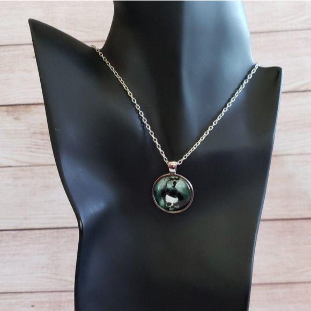 Creepy Cat Bat Skull Pendant Gothic Halloween Chain Necklace Silver